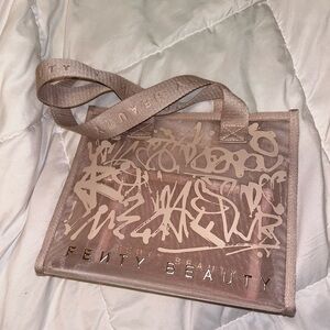 Fenty Beauty LIMITED EDITION rose coco tote bag WITH mesh travel case